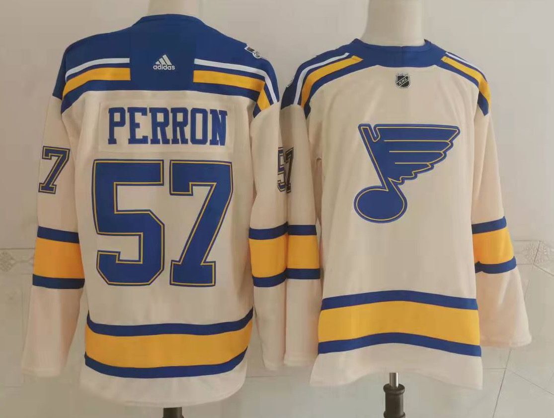 Men St.Louis Blues 57 Perron Cream Classic Edition 2022 Adidas NHL Jersey